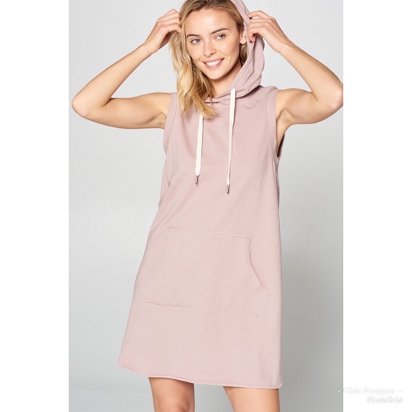 ❤️LAST 1! French Terry Raw Edge Hoodie Dress! - Picture 2 of 8